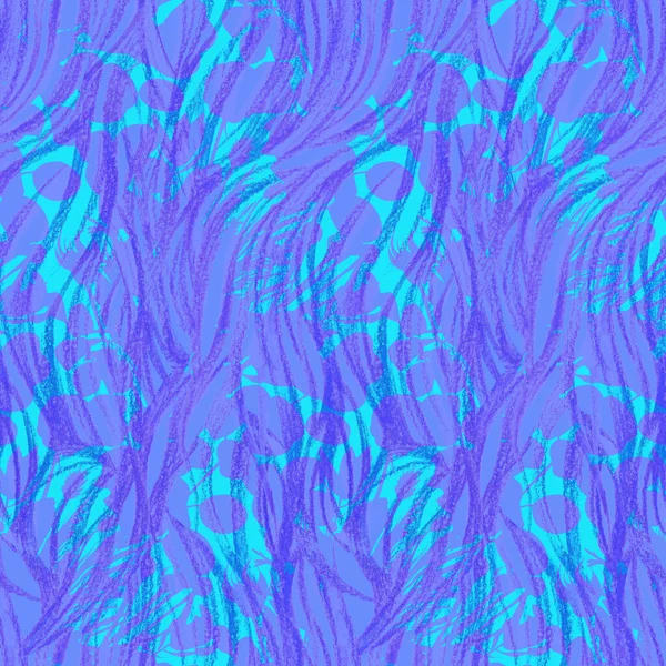 Бесшовный рисунок с ботаническими силуэтами и вертикальными волнистыми линиями, напоминающими море — стоковое фото