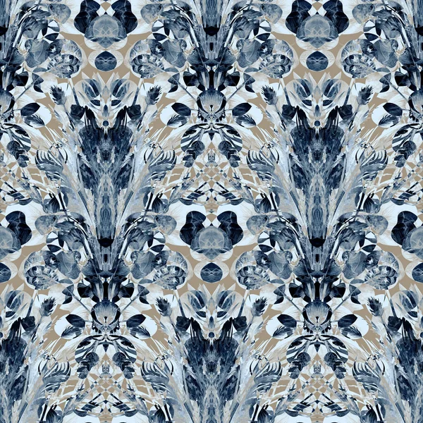 Parcela botánica en tonos grises con un patrón estilizado simétrico dibujado en acuarela —  Fotos de Stock
