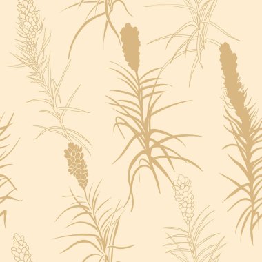 Vektör içindeki doğal bej tonlarda kusursuz botanik desen