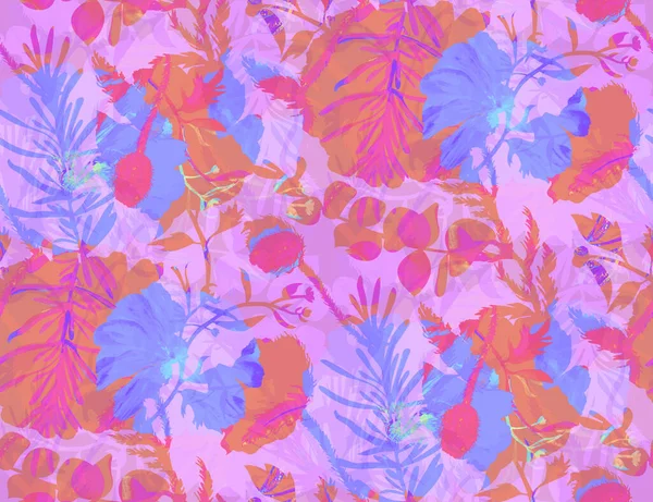 Sommaren sömlös mönster med silhuetter av färgglada blommor — Stockfoto