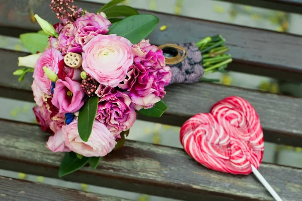 Bouquet da sposa rosa Immagine Stock