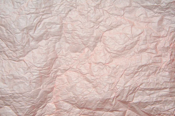 Crumpled Pale Pink Wrapping Paper Texture Background Full Frame Creased — Stock Photo, Image