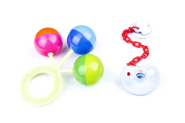 Colorful Baby Rattle and pacifier — Stock Photo, Image