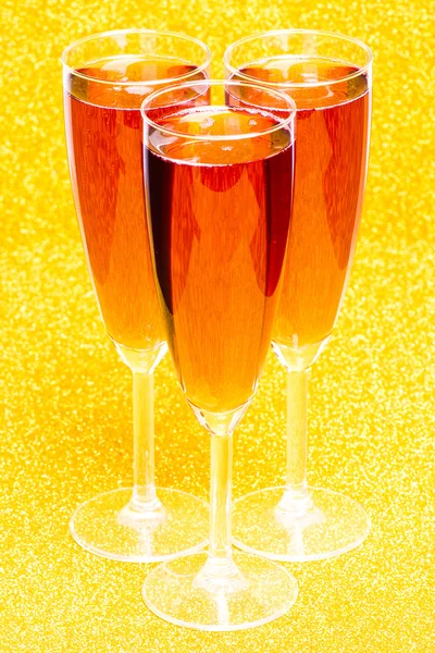 Three rose champagne flutes — Stock Photo, Image