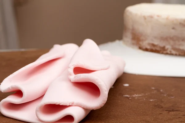 Bolo de fondant e esponja — Fotografia de Stock