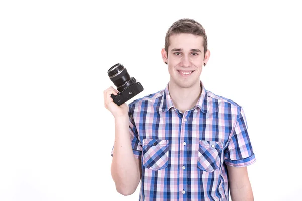 Man held his camera — Stock Photo, Image