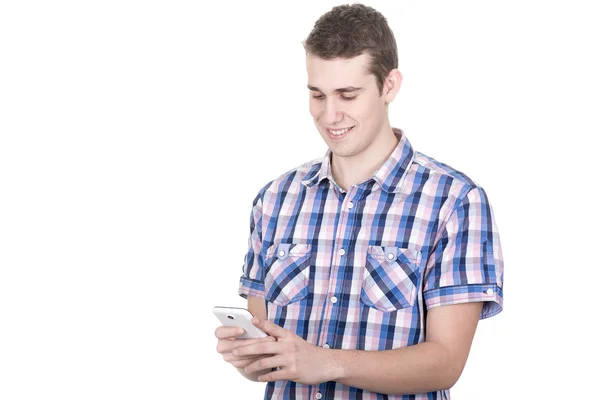 Looking at his smart phone — Stock Photo, Image