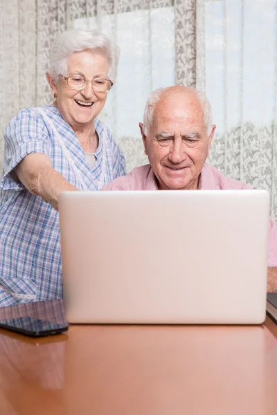 Leende pensionerad par Stockbild