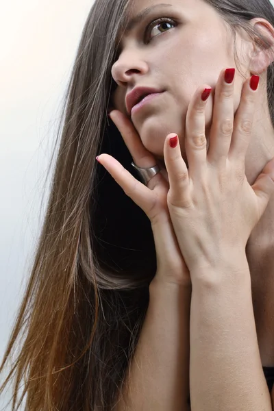 Foto de moda de mulher bonita em estúdio — Fotografia de Stock