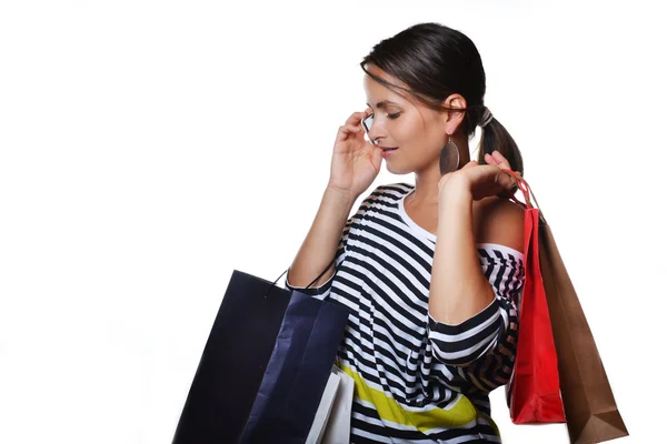 Beautiful young woman with shopping bags — Stock Photo, Image