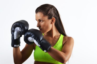 güzel fitness kadın ile zenci Boks eldiveni