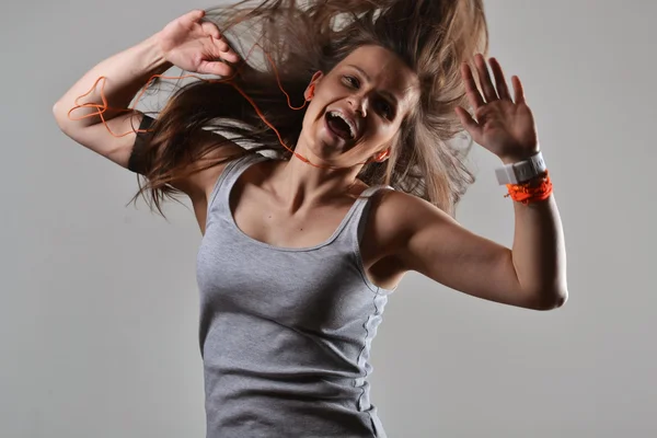 Beautiful fitness woman dancing, studio shot — Stock Photo, Image