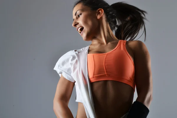 Beautiful fitness woman dancing — Stock Photo, Image