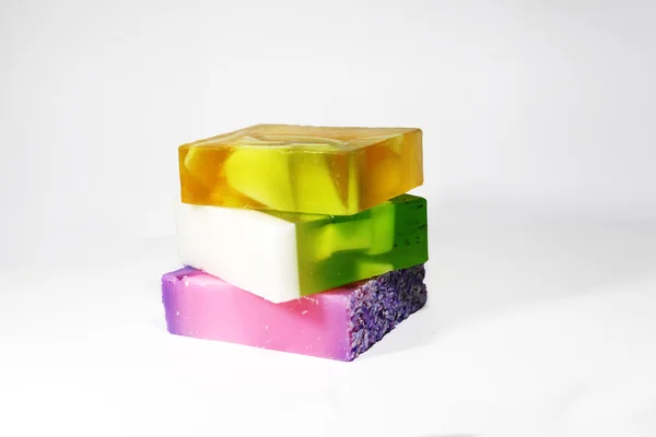 Some colored bars of soaps stacked — Stock Photo, Image