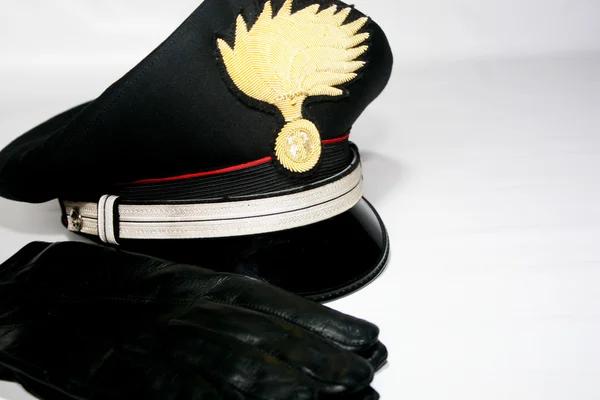 Carabinieri marshal hat with gloves, Italian militry police force — Stock Photo, Image