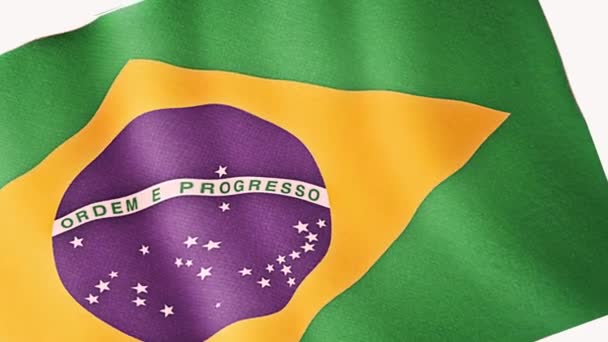 Braziliaanse vlag zwaaien in de wind — Stockvideo