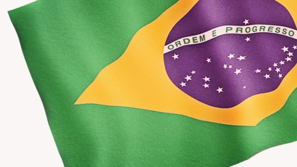 Braziliaanse vlag zwaaien in de wind — Stockvideo