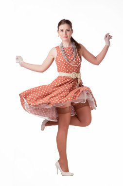 Girl in polka dot dress clipart
