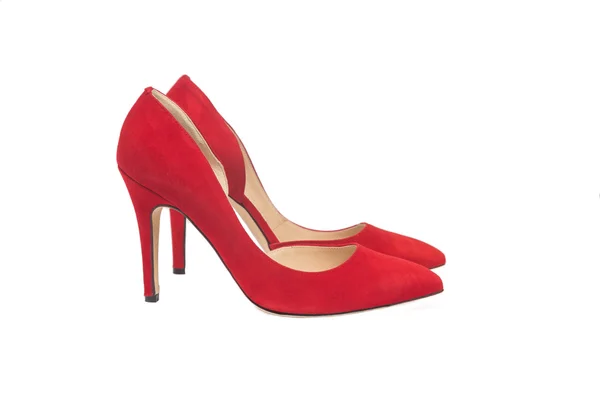 Vörös velúr cipő — Stock Fotó