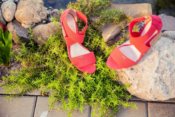 Women's sandals are unturned sale — Stock Photo, Image