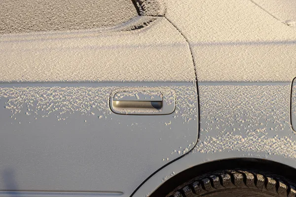 Carrocería Del Coche Está Cubierta Heladas — Foto de Stock