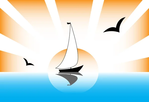 Sailboat sun — Stock Vector