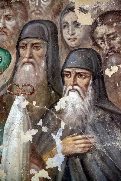 Festmény Falak Egy Elhagyott Ortodox Templom Templom Falu Nikolo Torzhok — Stock Fotó