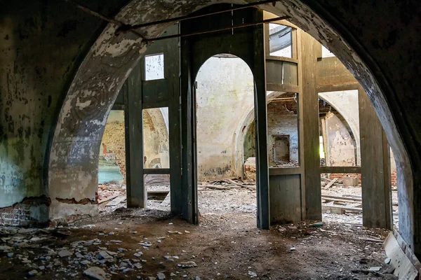 Ruiny Wewnątrz Starożytnej Cerkwi Prawosławnej Kościół Wsi Nikola Torzhok Prowincja — Zdjęcie stockowe