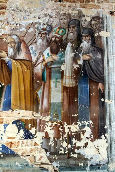 Peinture Des Murs Une Église Orthodoxe Abandonnée Église Village Nikolo — Photo