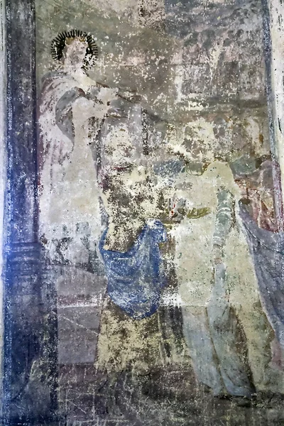 Pittura Murale All Interno Una Chiesa Ortodossa Abbandonata Chiesa Del — Foto Stock