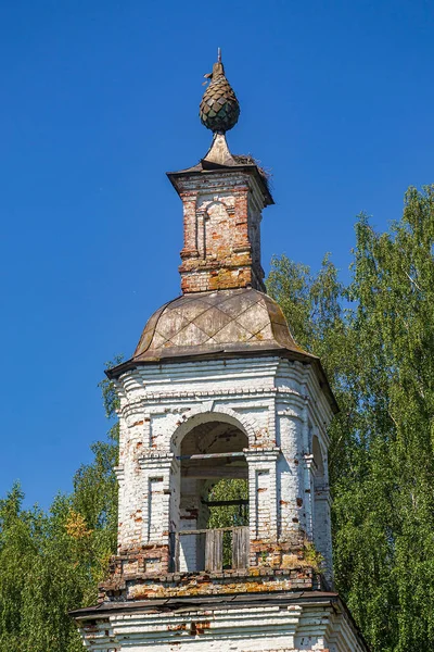 Stará Ortodoxní Zvonice Kostel Obce Sobolevo Provincie Kostroma Rusko Píše — Stock fotografie