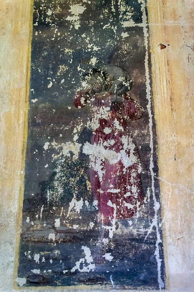 Τοιχογραφία Μέσα Εγκαταλελειμμένη Ορθόδοξη Εκκλησία Εκκλησία Του Χωριού Pokrovskoye Επαρχία — Φωτογραφία Αρχείου
