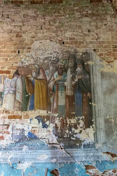 Peinture Des Murs Une Église Orthodoxe Abandonnée Église Village Nikolo — Photo