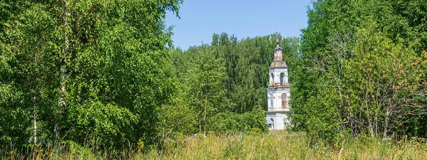 Landscape Bell Tower Forest Temple Village Sobolevo Kostroma Province Russia — Stock Photo, Image