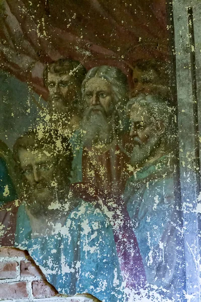 Pintura Das Paredes Uma Igreja Ortodoxa Abandonada Igreja Aldeia Nikolo — Fotografia de Stock