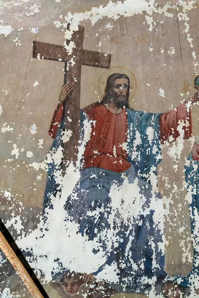 Bemalung Der Wände Einer Verlassenen Orthodoxen Kirche Der Kirche Des — Stockfoto