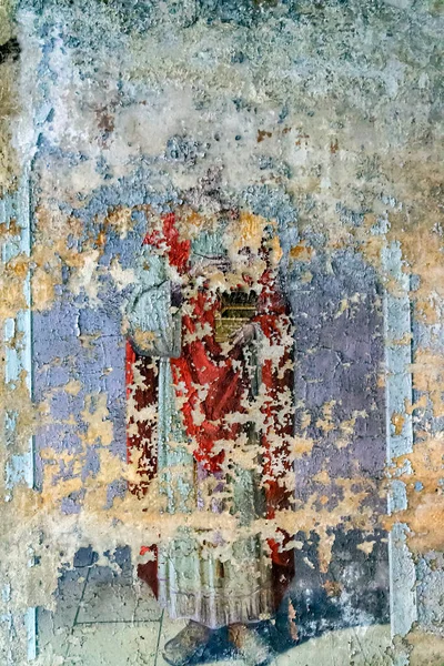 Bemalung Der Wände Einer Verlassenen Orthodoxen Kirche Der Kirche Des — Stockfoto