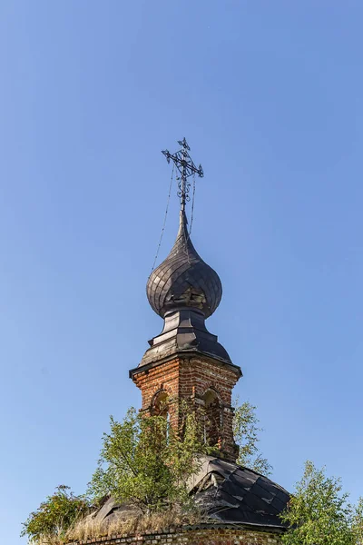 Ortodox Templom Kupolája Luzhki Falu Temploma Kosztroma Tartomány Oroszország Építkezés — Stock Fotó