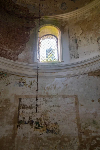 Interno Una Chiesa Ortodossa Abbandonata Tempio Del Villaggio Pavlovskoye Provincia — Foto Stock