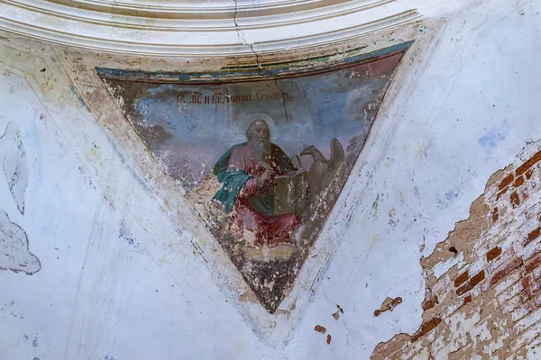 Pittura Delle Pareti Una Chiesa Ortodossa Abbandonata Chiesa Del Villaggio — Foto Stock