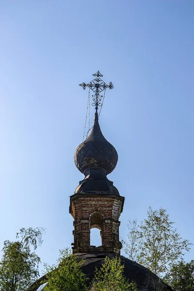 Kopule Pravoslavného Kostela Chrám Vesnice Lužki Provincie Kostroma Rusko Píše — Stock fotografie