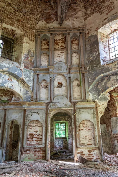 Innenraum Einer Verlassenen Orthodoxen Kirche Pokrovskaya Kirche Letter River Provinz — Stockfoto