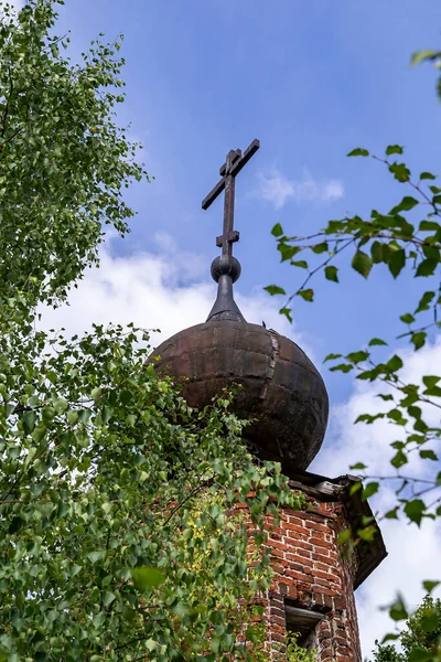 Dome Abandoned Orthodox Church Pokrovskaya Church Letter River Kostroma Province — Stock Photo, Image