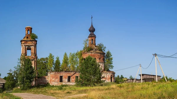 Abandoned Orthodox Church Temple Village Luzhki Kostroma Province Russia Year — Stock Photo, Image