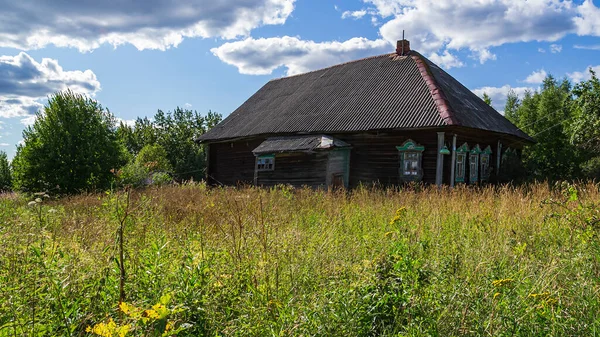 Alte Verlassene Häuser Der Russischen Landschaft — Stockfoto