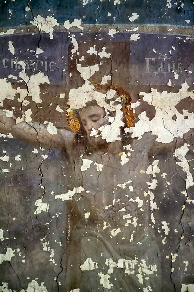 Τοιχογραφίες Στους Τοίχους Μιας Εγκαταλελειμμένης Εκκλησίας Της Εκκλησίας Pokrovskaya Στον — Φωτογραφία Αρχείου