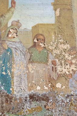 Rusya 'nın Kostroma eyaletindeki Zaluzhye köyünün tapınağı olan terk edilmiş bir tapınağın duvarlarının resmi. İnşaat yılı 1822. Şu anda tapınak terk edilmiş durumda..