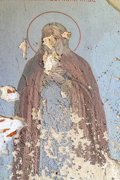 Festmény Falak Egy Elhagyatott Templom Templom Falu Zaluzhye Kosztroma Tartomány — Stock Fotó