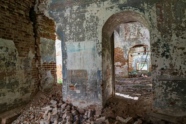 Interior Uma Igreja Ortodoxa Abandonada Igreja Pokrovskaya Rio Carta Província — Fotografia de Stock
