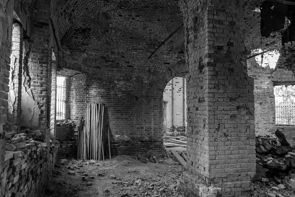 Interior Uma Igreja Ortodoxa Abandonada Igreja Aldeia Zaluzhye Província Kostroma — Fotografia de Stock